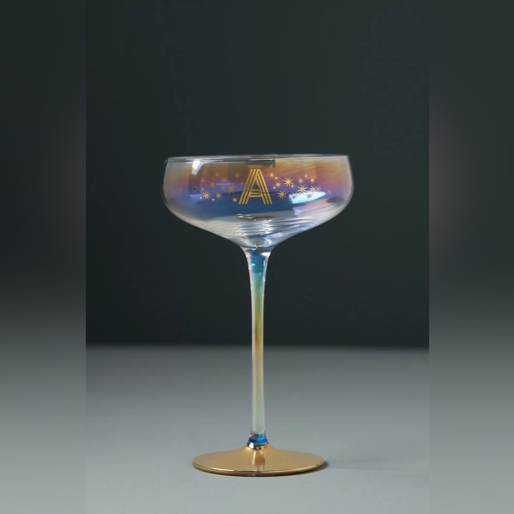NIB Anthropologie Camille Monogram Coupe Glass Letter H, I, P, S